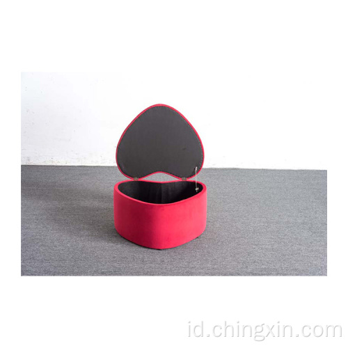 Penyimpanan Red Velvet Ottoman Furniture Ruang Tamu